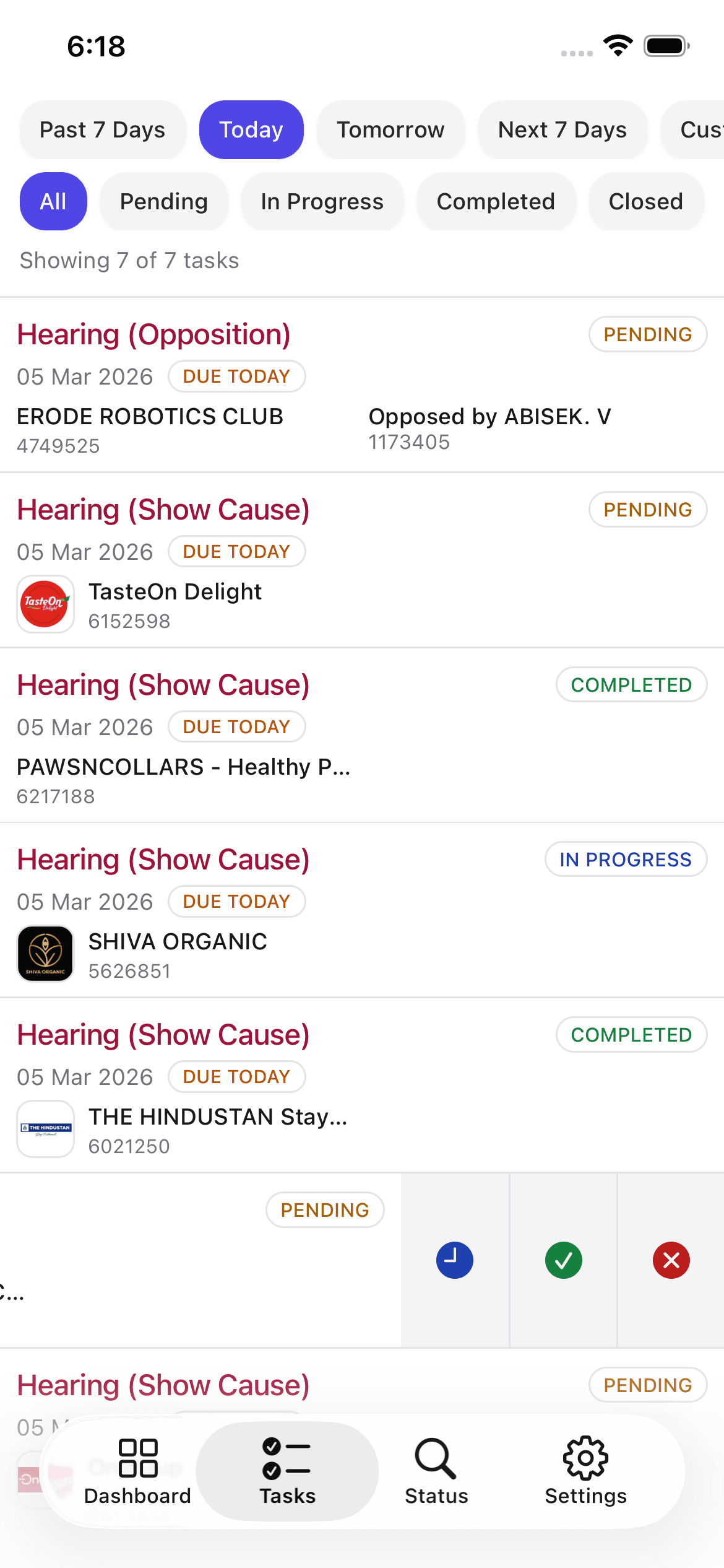 Trademark Manager mobile app screenshot