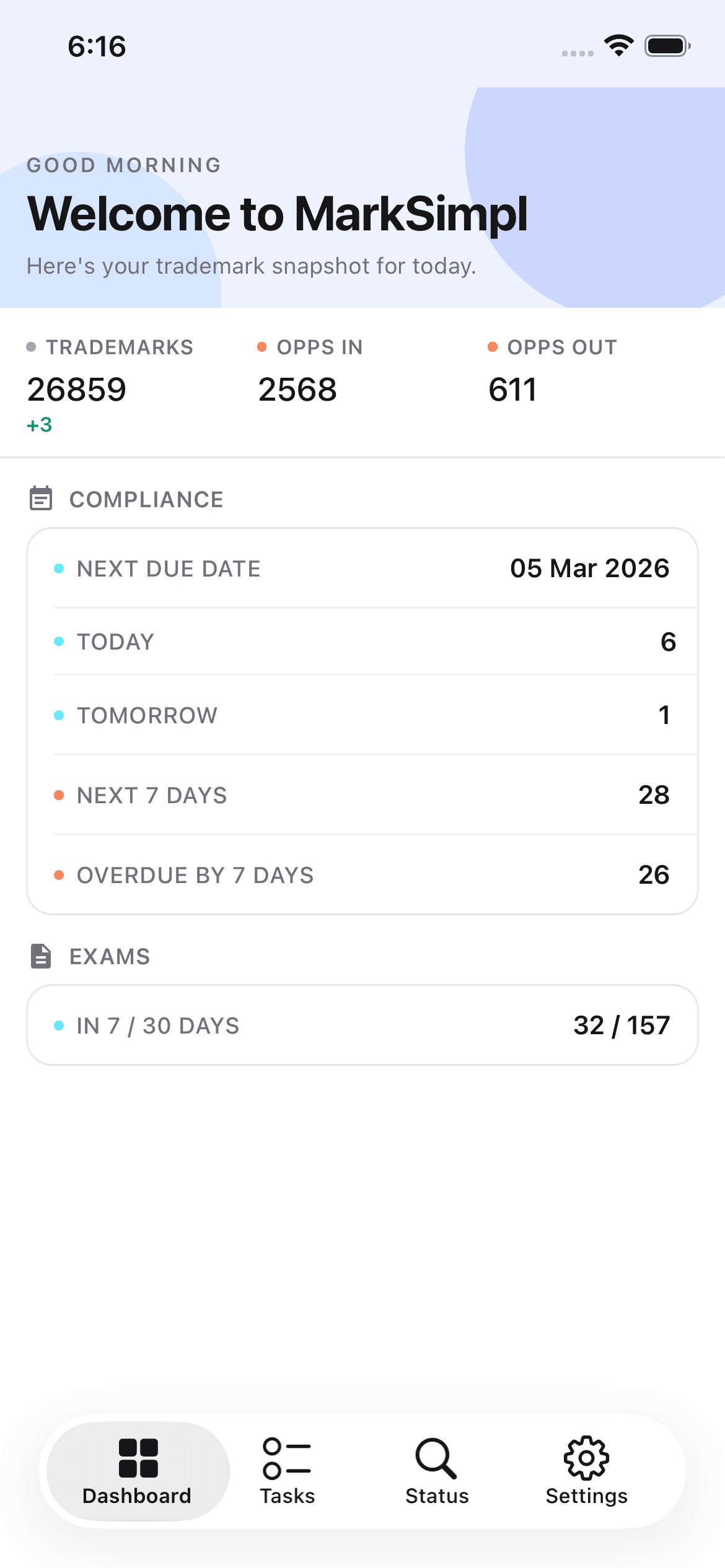 Trademark Manager mobile app screenshot